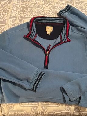 G.H. Bass & Co. Light Blue Quarter-Zip Fleece with Navy and Red Trim - Mens LG